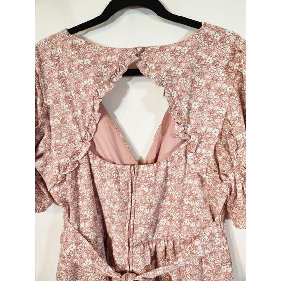 B. Darlin Y2K $70 Size 13 Pink White Ditzy Floral Fit & Flare Ruffle Hem Dress - Picture 7 of 11